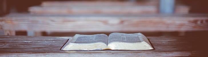 Open Bible on a chapel pew